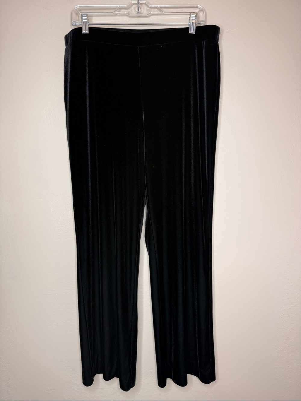 Kasper Black Velvet Elastic Waist Wide-Leg Pants Size Large